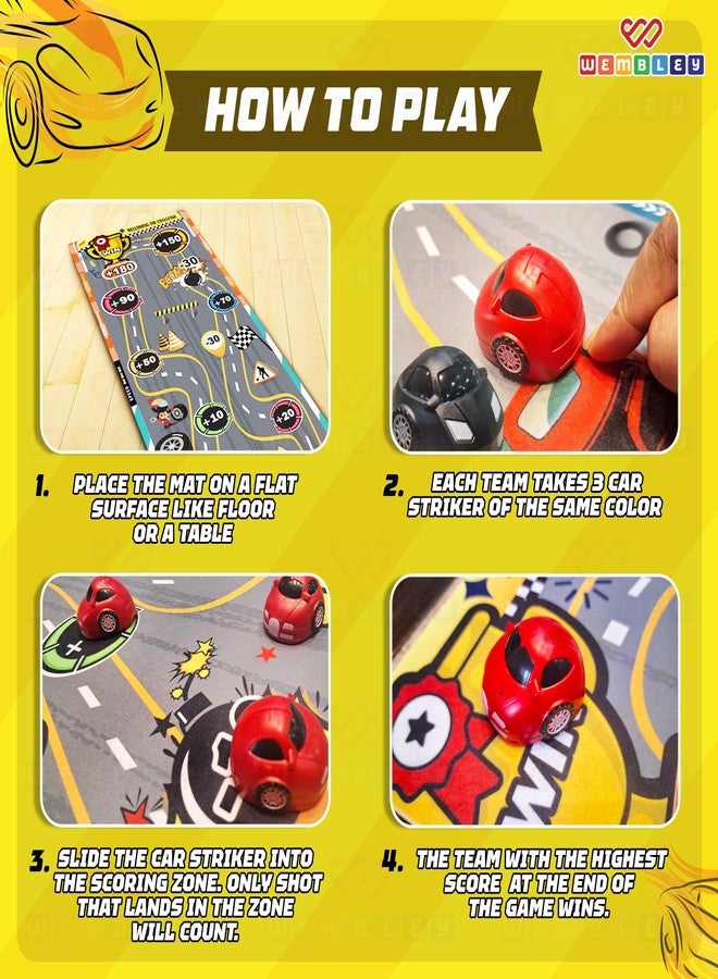 Wembley Car Racing Board Game for Kids Adult and Family | Finger Flick Scoring Play Mat 6 Car Striker | Great Curling Games for Boys 7-14 years Tabletop Fun Indoor Game Toy for 4+ Years Boys and Girls - Image 4